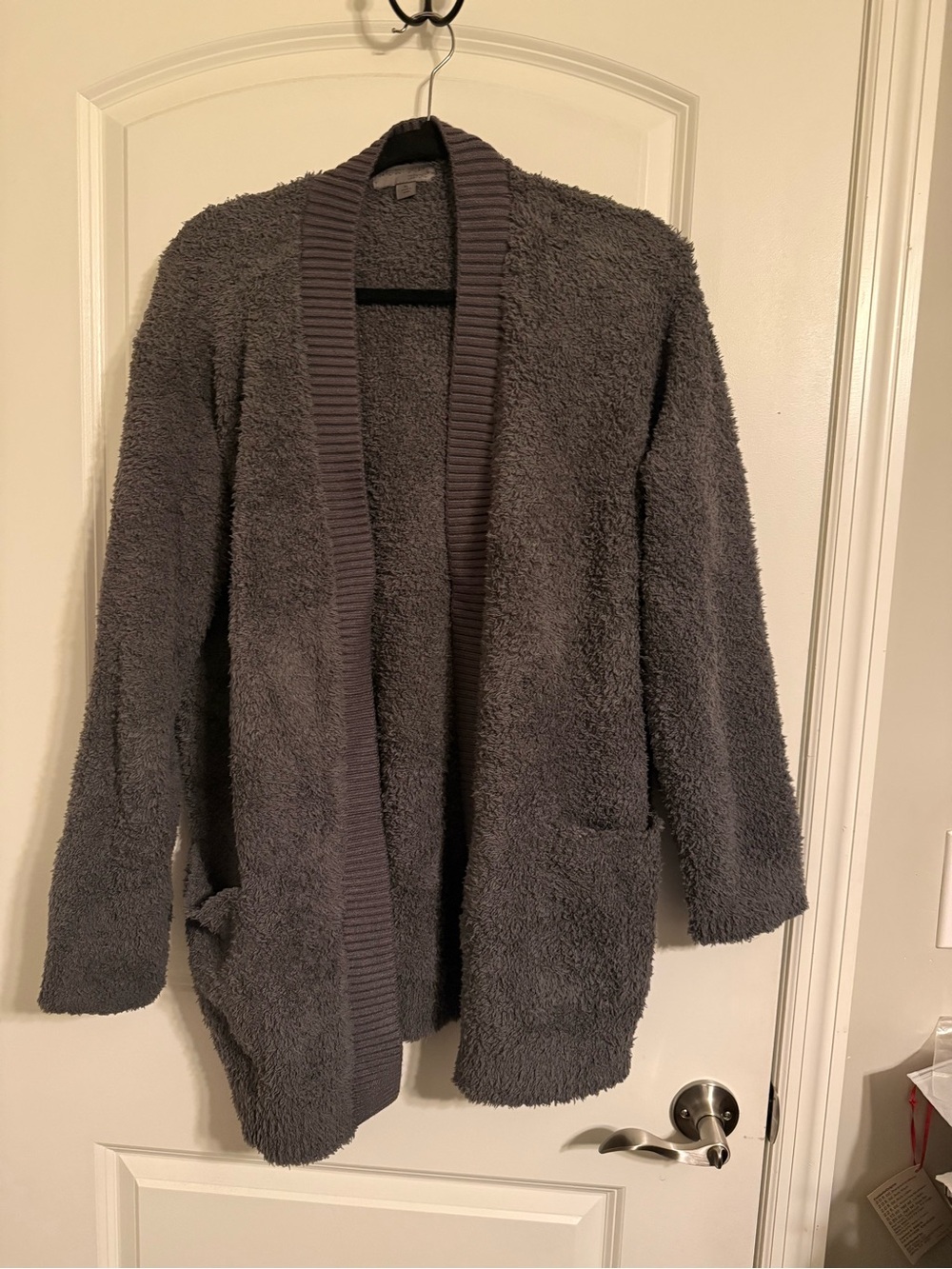 Barefoot Dreams Women's Plush Open-Front Sweater Cardigan in Charcoal